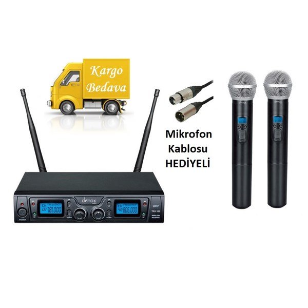 Denox ATR-320 Uhf Band Çift El Tipi Telsiz Mikrofon Seti