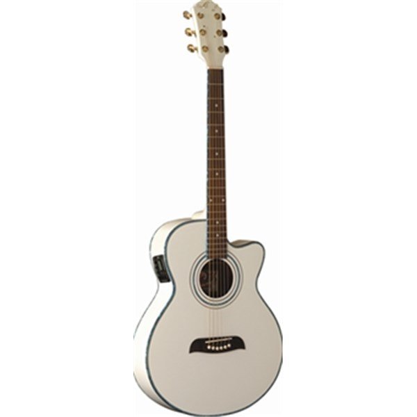 Jay Turser JTA 424QCET WHT Elektro Akustik Gitar