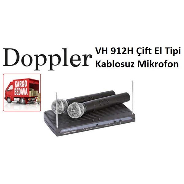 Doppler VH 912H Çift Anten çift El Telsiz Mikrofon