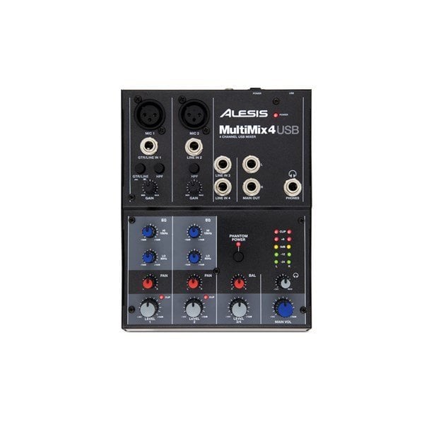 Alesis MultiMix 4USB 2 Mono 1 Stereo Kanal Deck Mikser