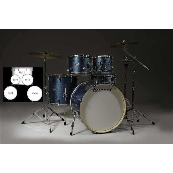 Ludwig LCF52G023 Element Drive Mavi 5 Parça Bateri Seti