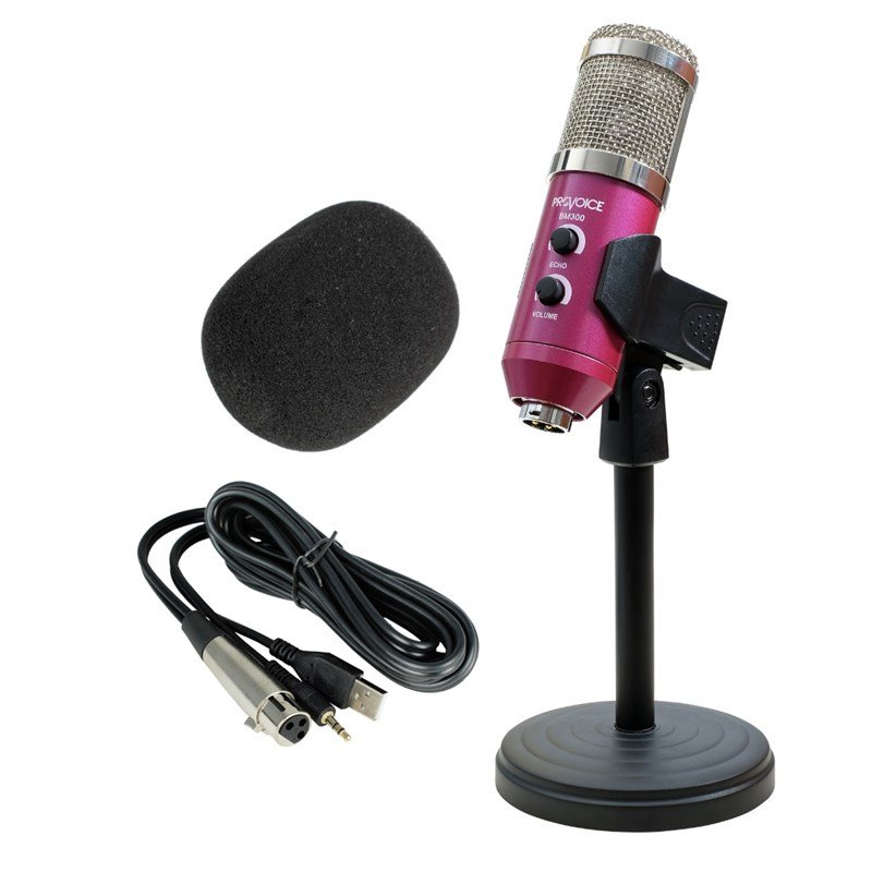 Provoice BM-300 Tak Çalıştır Stüdyo Mikrofonu + MT-15S Stand (Pembe)