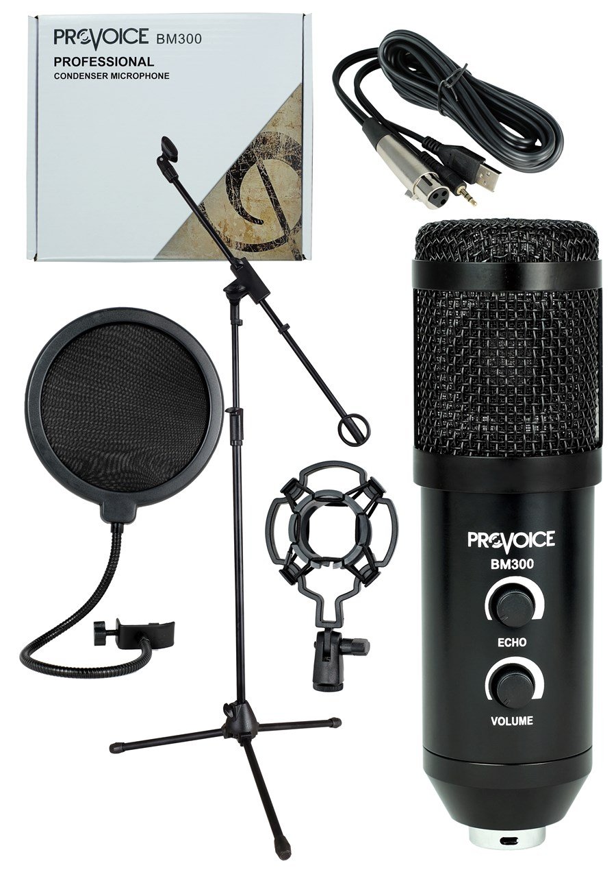 Provoice BM-300 Kayıt Mikrofonu+ Stand+ Pop Fitre + Shock Mount