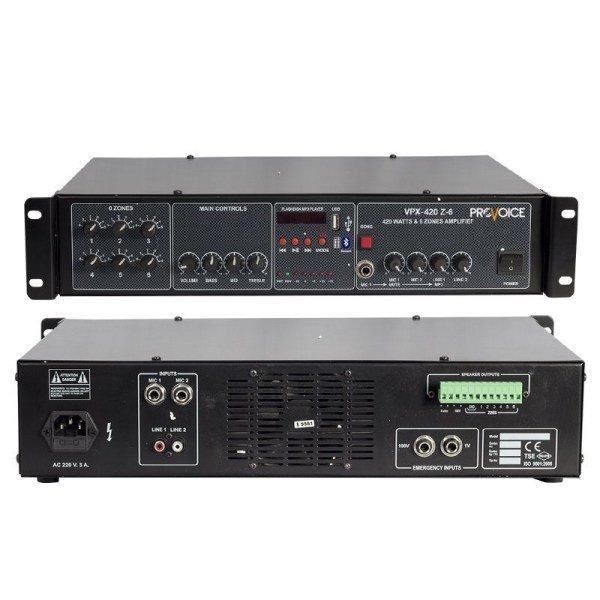 Provoice VPX-420 Z-6 420 Watt 100V 6 Bölgeli 4 Kanal Anfi Mikser