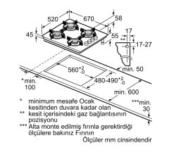 Siemens iQ100 Gazlı Ocak 67 cm sert cam, titanyum EO7C8PO10O