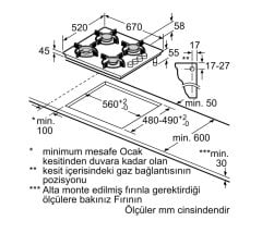 Siemens iQ100 Gazlı Ocak 67 cm sert cam, siyah EO7C6PO10O