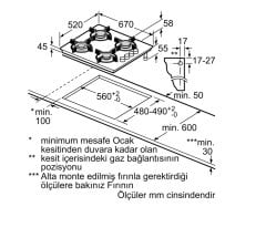 Siemens iQ100 Gazlı Ocak 67 cm sert cam, beyaz EO7C2PO10O