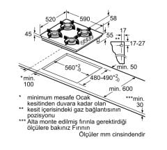 Siemens iQ100 Gazlı Ocak 60 cm sert cam, siyah EO6C6PO90O