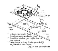 Siemens iQ100 Gazlı Ocak 60 cm sert cam, siyah EO6C6HB11O