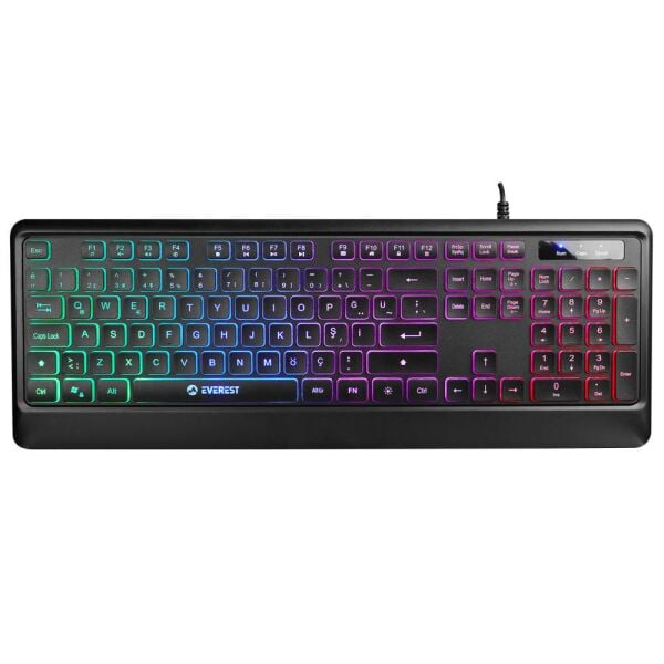 Everest KB-2025 Siyah USB Rainbow Backlight Membrane Gaming Oyuncu Klavye