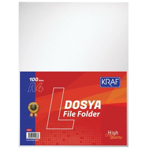 Kraf L Poşet Dosya A4 100 Lü 1011