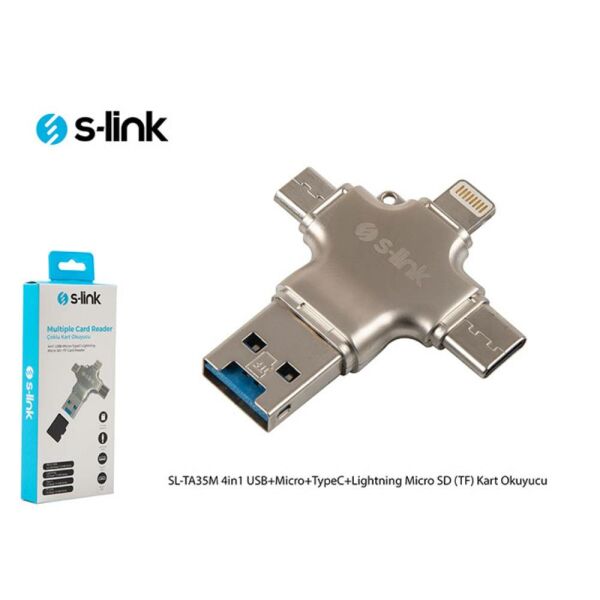 S-link SL-TA35M 4in1 USB+Micro+TypeC+Lightning Micro SD (TF) Kart Okuyucu