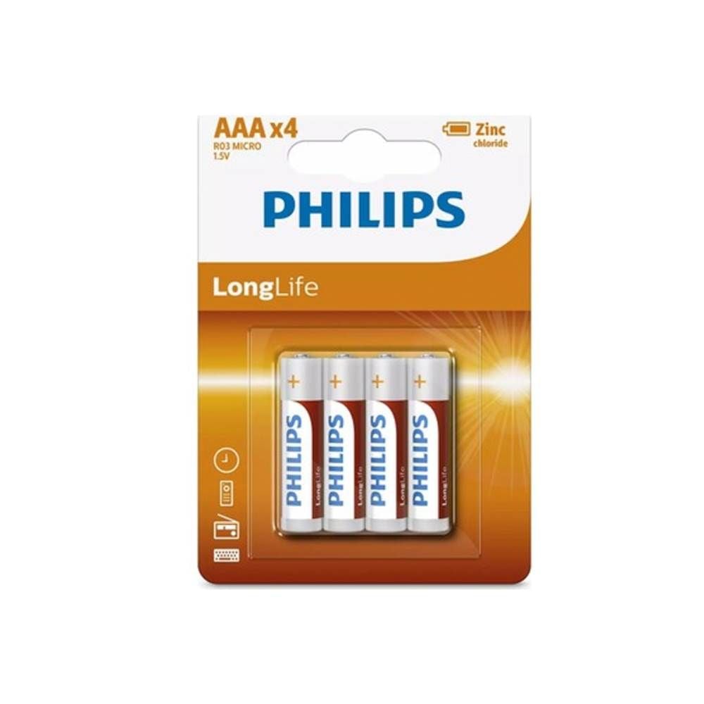 Philips Longlife Çinko İnce Kalem Pil AAA 4 lü R03L4F