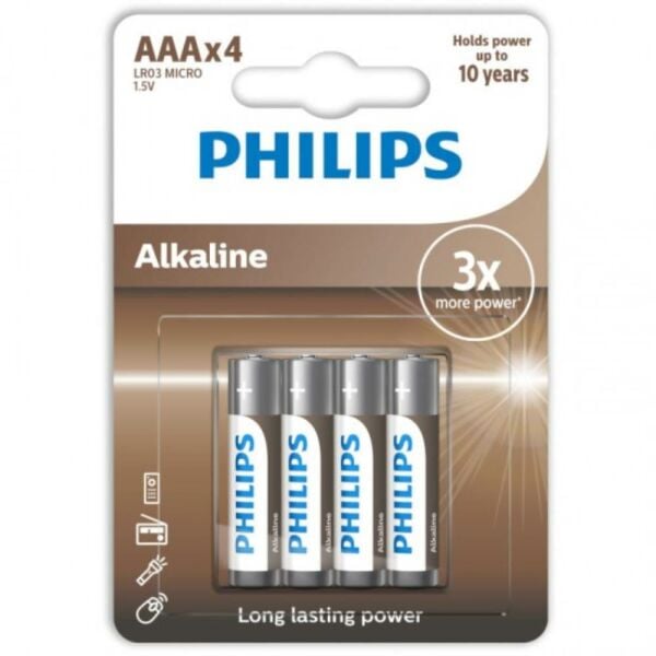 Philips Alkaline İnce Kalem Pil AAA 4 lü LR03A4B