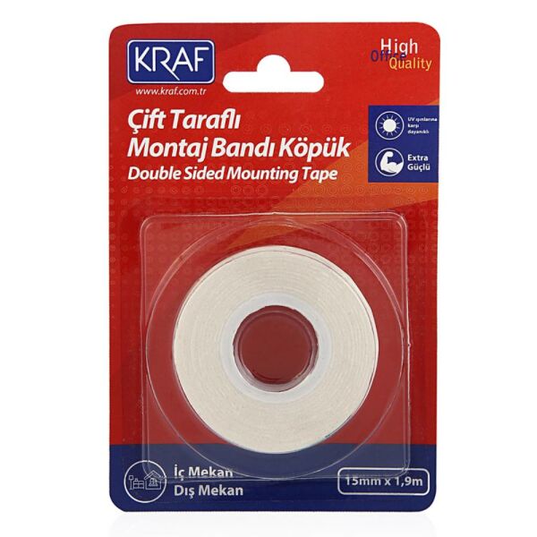 Kraf Montaj Bandı Çift Taraflı Köpük  15Mm X 1,9M 2510G