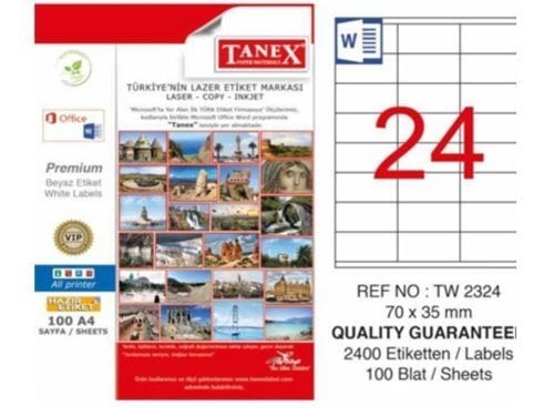 Tanex TW-2324 70x35 mm Laser Etiket