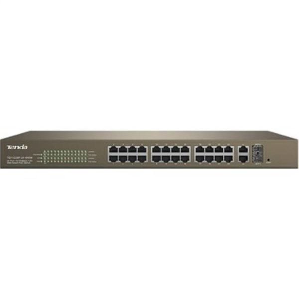 Tenda TEF1226P-24-370W 24 Port Poe+ 10-100 2 Port 10-100-1000 2 Port SFP Switch Çelik Kasa Rack