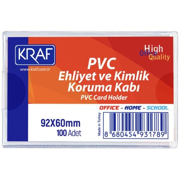 Kraf Kart Poşeti Pvc   92X60 Mm Ehliyet & Kimlik 100 Lü