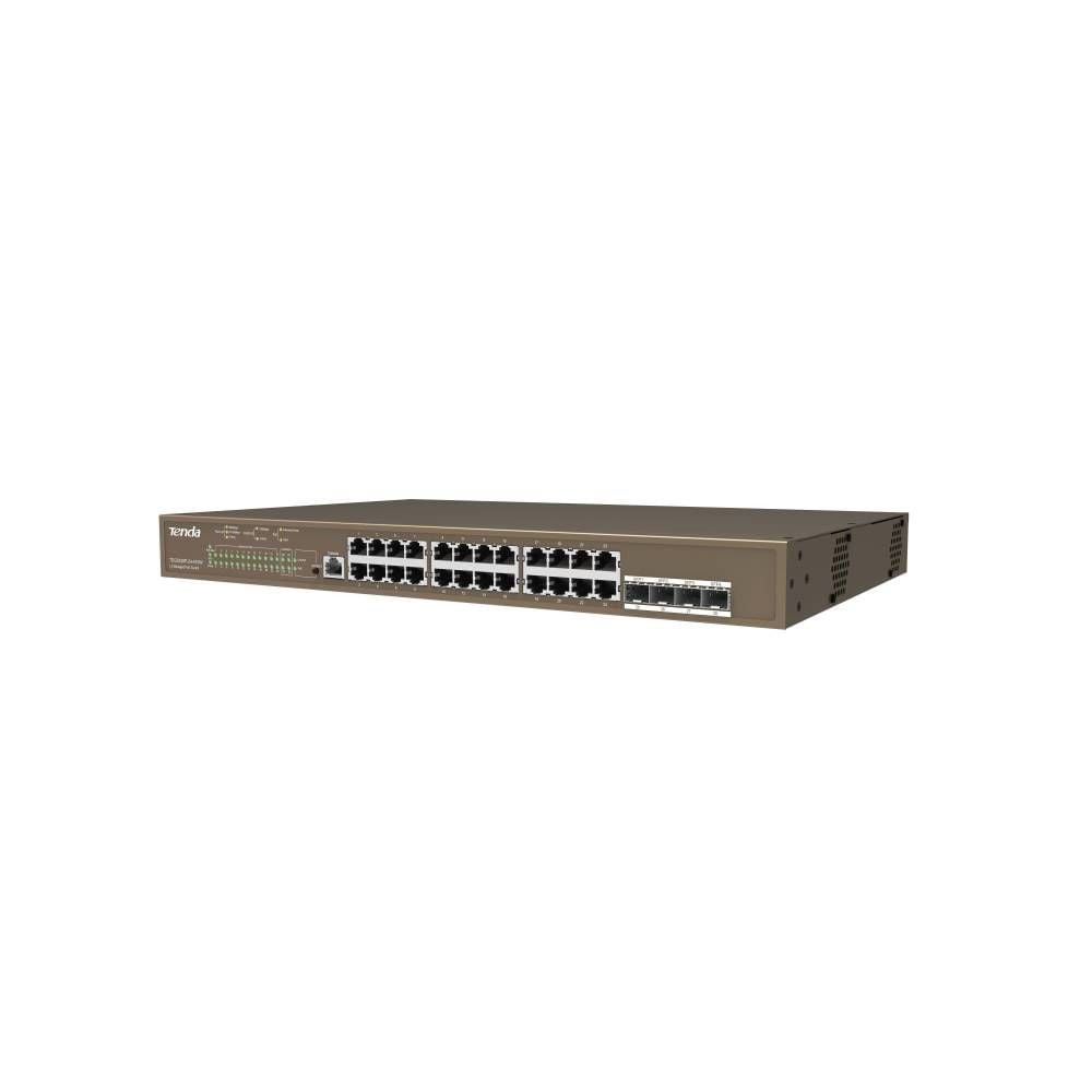 Tenda TEG5328P-24-410W 24 Port Poe+ 10-100-1000 Switch 4 Port SFP L3 Çelik Kasa Rack Mount