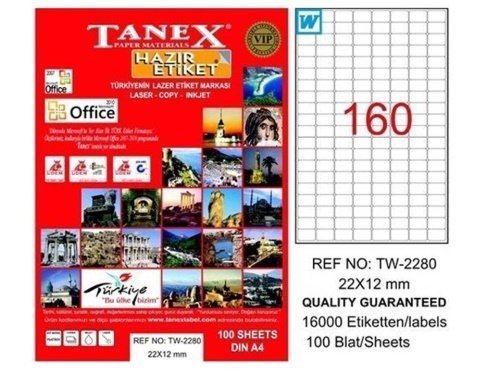 Tanex TW-2280 21x12 mm Laser Etiket