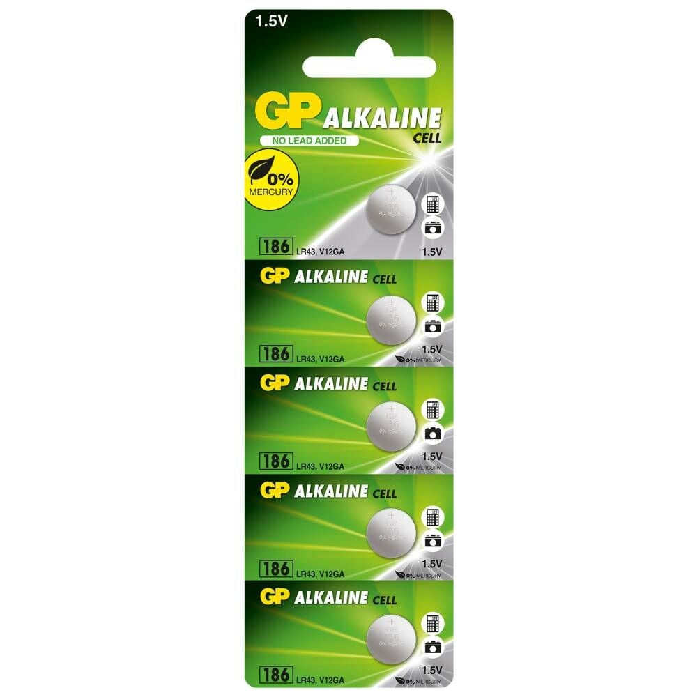 GP GP186-C5 LR43 Alkalin Düğme Pil 5'li Paket