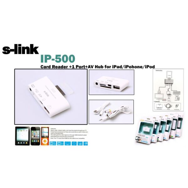 S-link IP-500 ipod-iphone-ipad 5in1 av+Kamera Kablosu