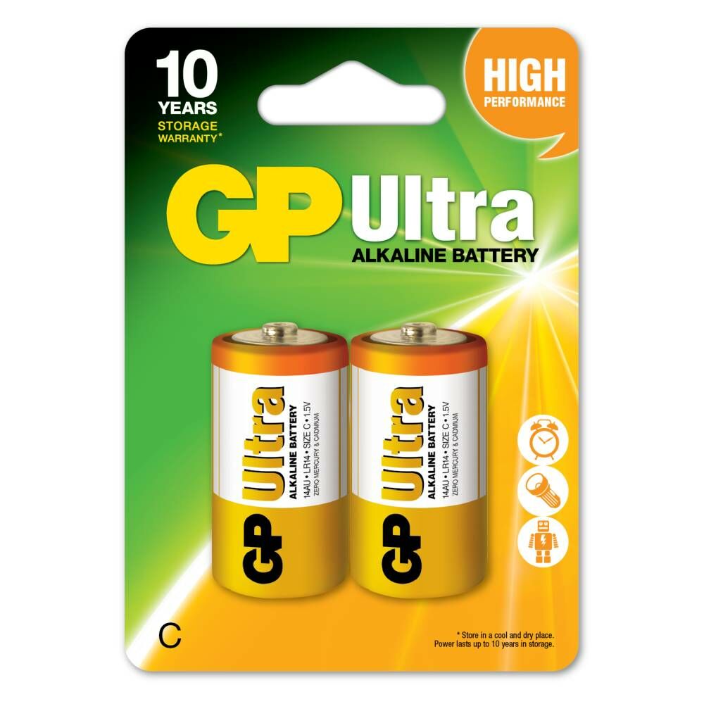 GP LR14 Orta Boy Ultra Alkalin Pil 2'li Paket GP14AU-U2 C Boy