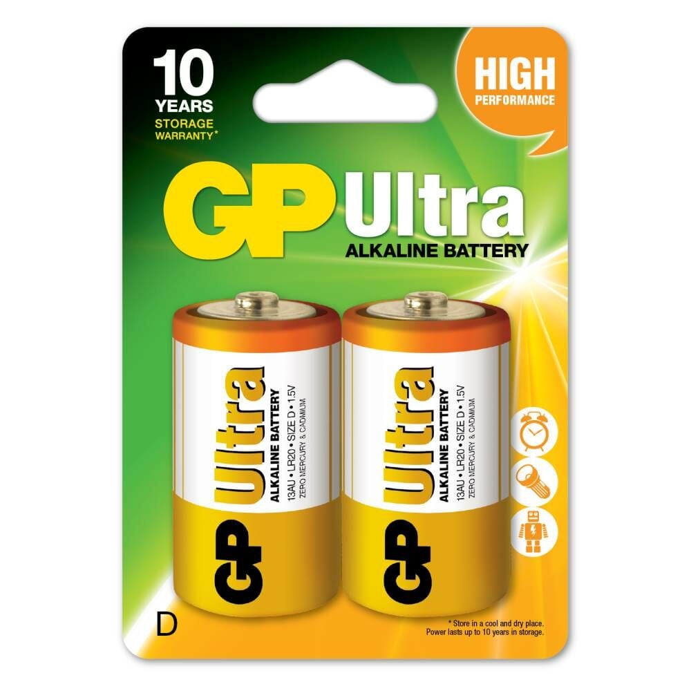 GP G-Tech LR20 Büyük Boy Ultra Alkalin Pil 2'li Paket GP13AU-U2 D Boy