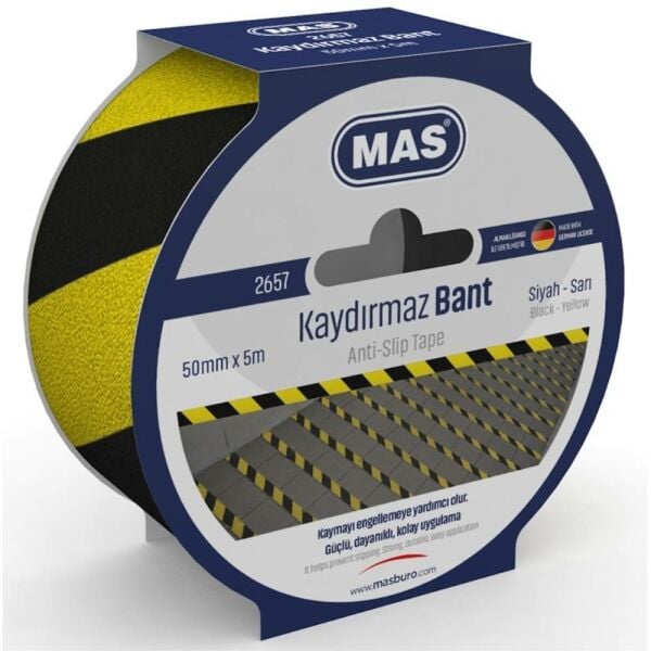 Mas Kaydırmaz Bant 50 Mm X 5 M Sarı & Siyah 2657