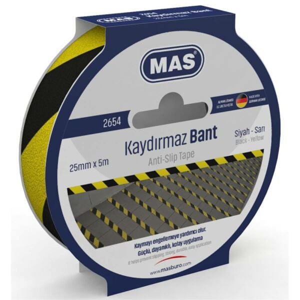 Mas Kaydırmaz Bant 25 Mm X 5 M Sarı & Siyah 2654