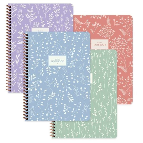 Pastel Flora A4 80 Yaprak Kareli Karton Kapak Spiralli Defter 384912