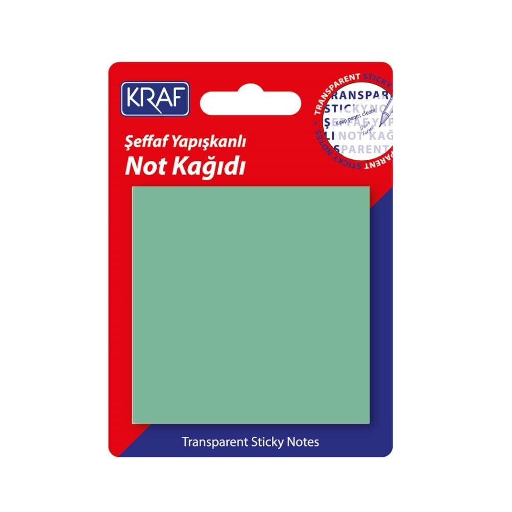 Kraf 7676TR 76x76 mm 50 Yaprak Yapışkanlı Şeffaf Yeşil Not Kağıdı