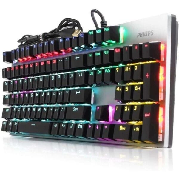 Philips SPK8404  Mekanik Gaming Oyuncu Klavyesi RGB LED IŞIK (Kablo Uzunluğu 1,60cm) Caps Lock Tuşu
