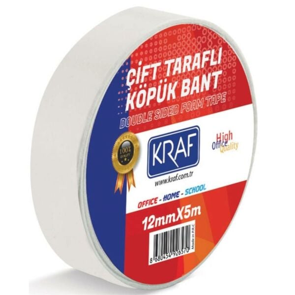 Kraf Çift Taraflı Köpük Bant 12Mmx5m 5012G