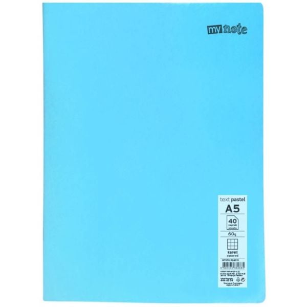 Mynote Defter Text Pastel Pp Kapak Dikişli A5 40 Yp Kareli Mtxpa-A540-K