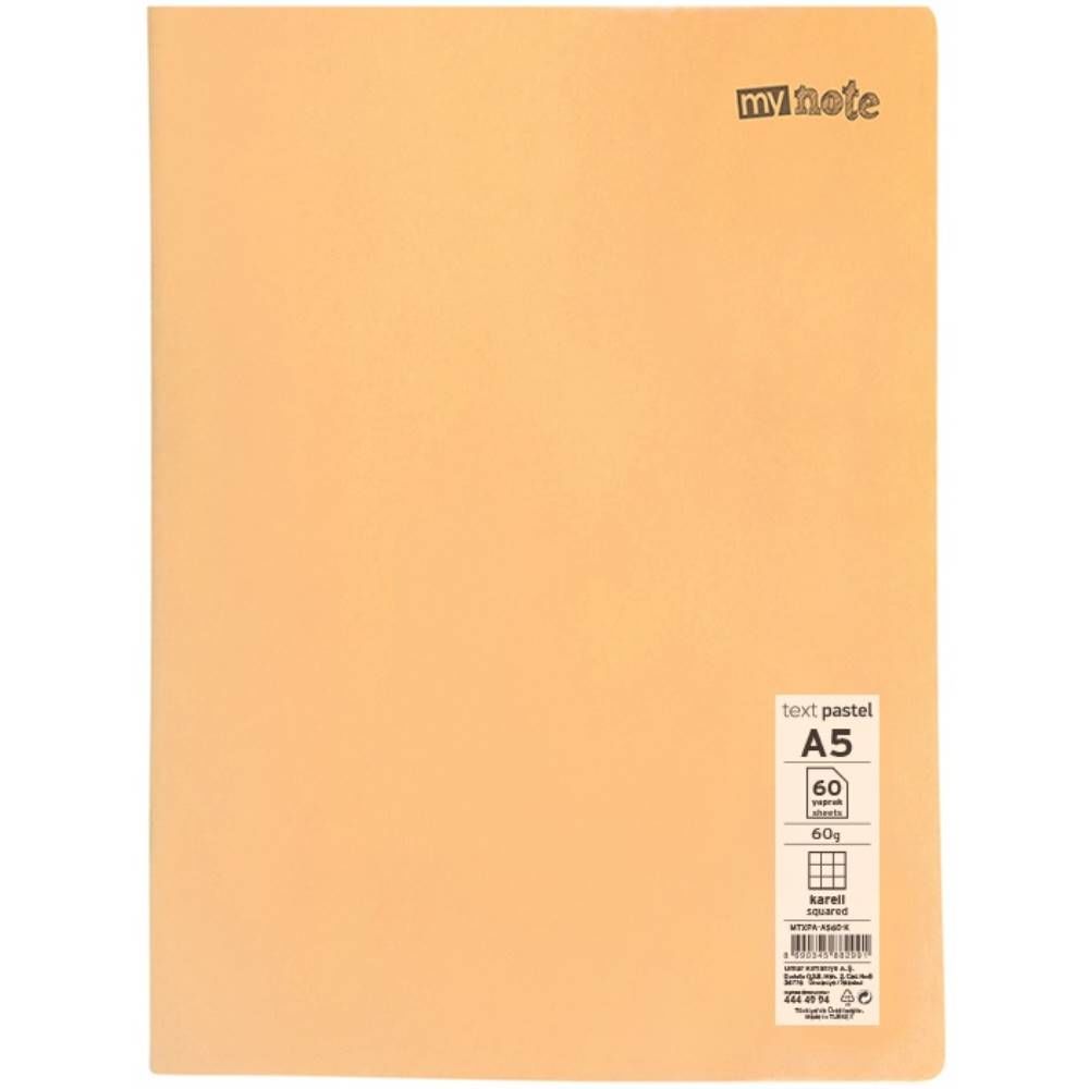 Mynote Defter Text Pastel Pp Kapak Dikişli A5 60 Yp Kareli Mtxpa-A560-K