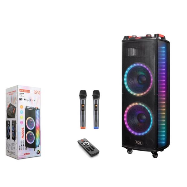 Nodar NDR1212S 12'' Bluetooth Speaker Mikrofonlu Uzaktan Kumandalı 2x12'' 400-330-1090MM