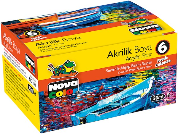 Nova Color Akrilik Boya 6 Renk Şişe 30 ml NC-180