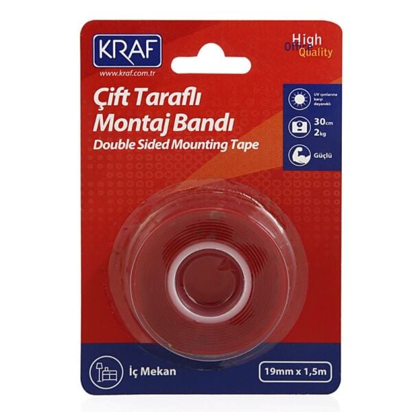 Kraf Montaj Bandı Çift Taraflı İç Mekan 19Mm X 1,5M 2530G