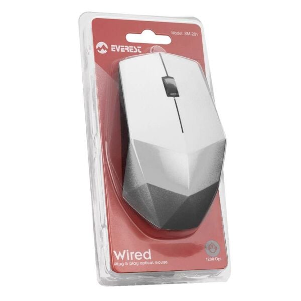 Everest SM-201 Usb Gümüş 1200dpi Optik Kablolu Mouse