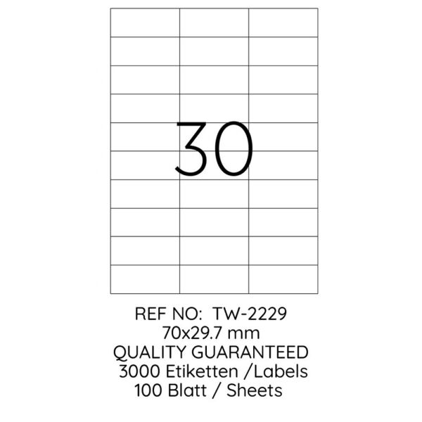 Tanex Laser Etiket Tw-2229 70 X 29.7 Mm 100 Lü