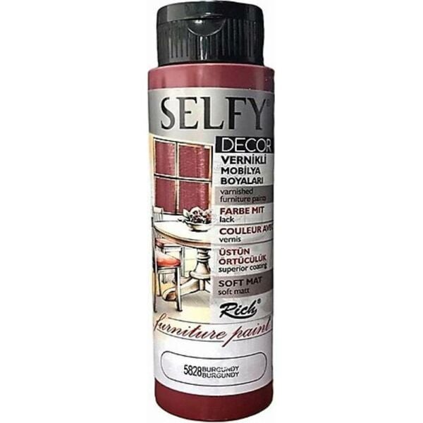 Rich Selfy Decor Vernikli Mobilya Boyası 500 cc Burgundy 5828