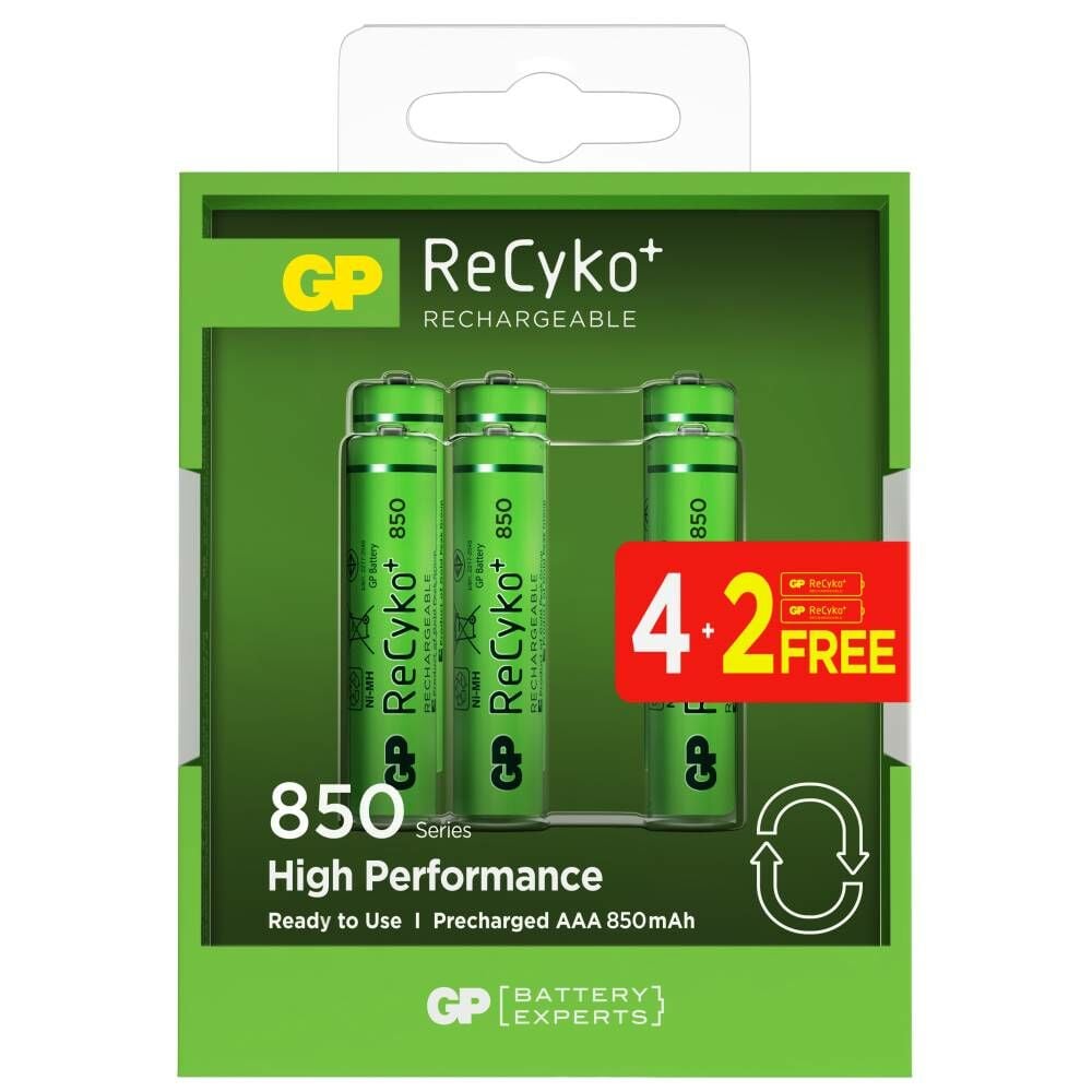 Gp AAA 850 mAh Şarjlı İnce Kalem Pil  4+2'li Paket Recyko GPHCH83BOK