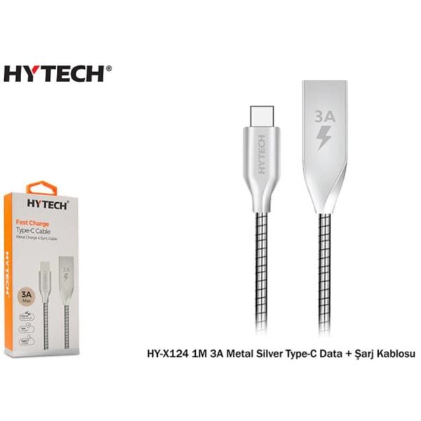 Hytech HY-X124 1M 3A Metal Silver Type-C Data