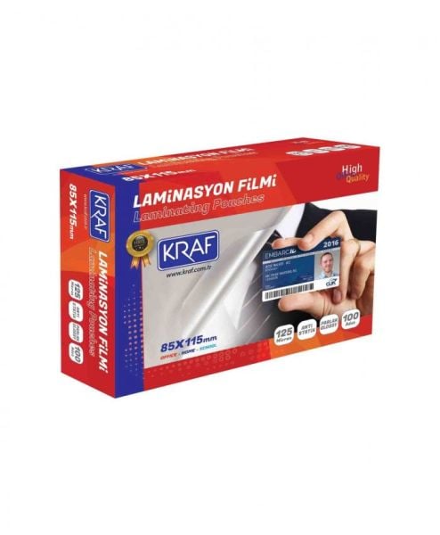 Kraf Laminasyon Filmi 85x115 mm 125 Micron 100 lü 2128