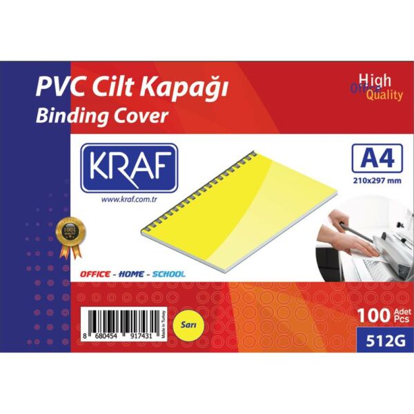 Kraf Cilt Kapağı A4 160 Mic. 100 Lü Sarı 512G