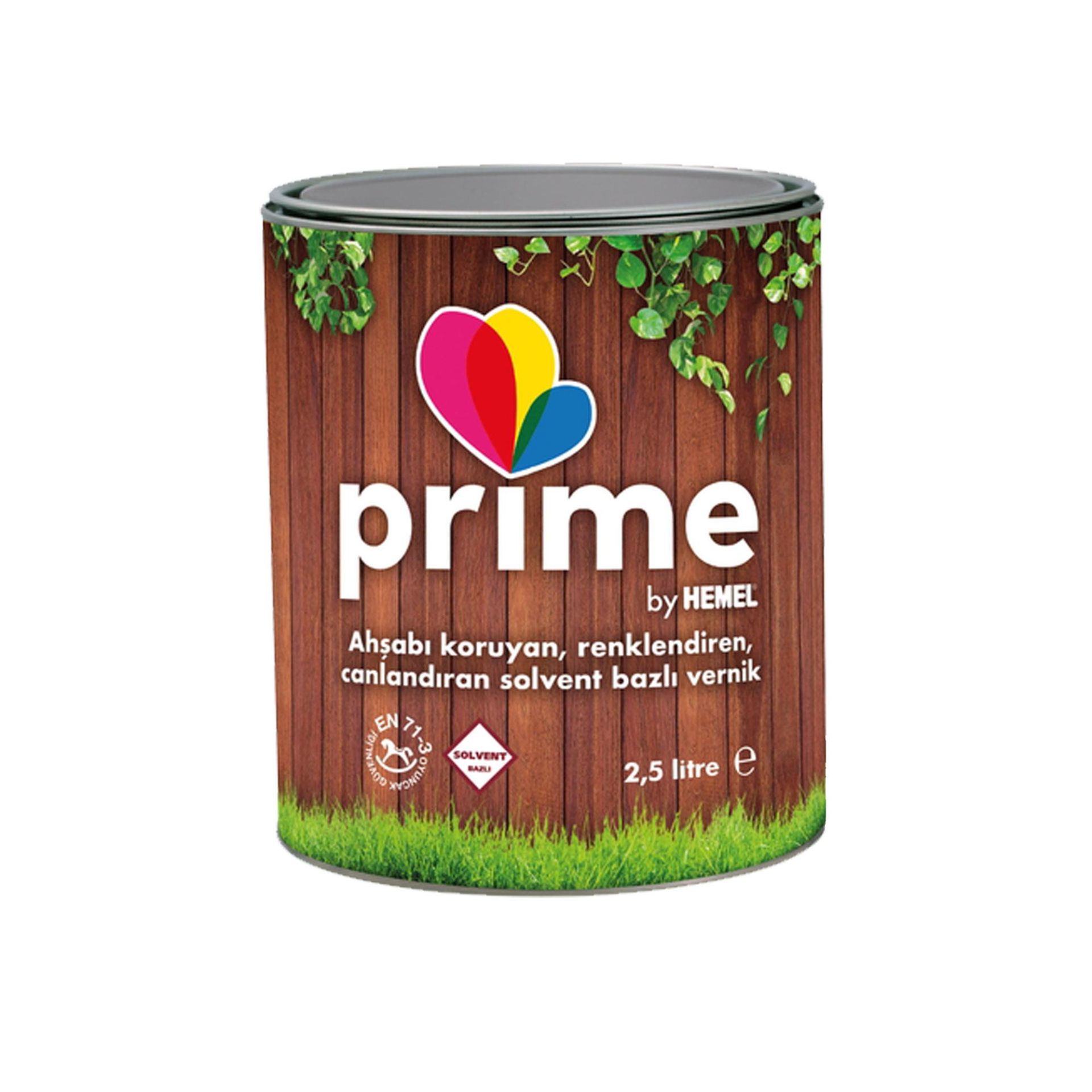 Prime Solvent Bazlı Renkli Ahşap Vernik - 2,5 LT