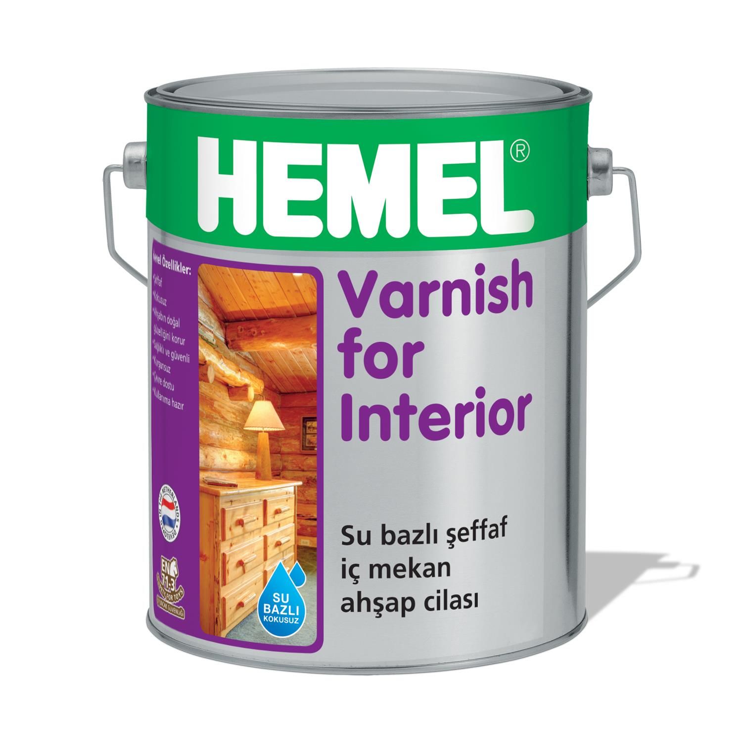 HEMEL Varnish for Interior-Su Bazlı İç Mekân Vernik 0.75 LT