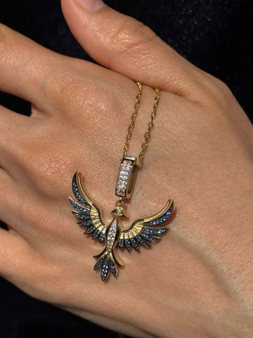 14K MAVİ ANKA KUŞU KOLYE
