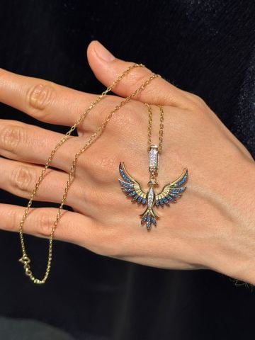 14K MAVİ ANKA KUŞU KOLYE